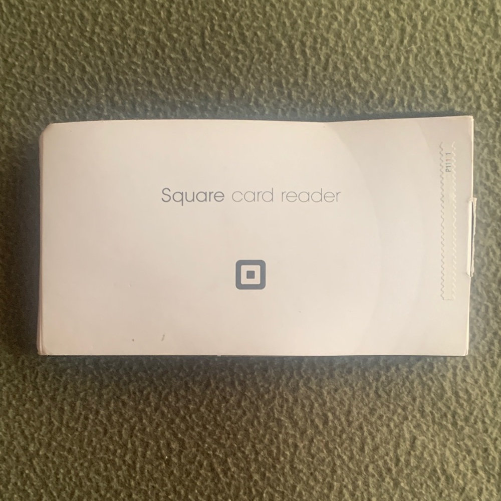 NIB Square card reader for mag stripe. Headset jack. White. Approx 1” x 1 3/4”